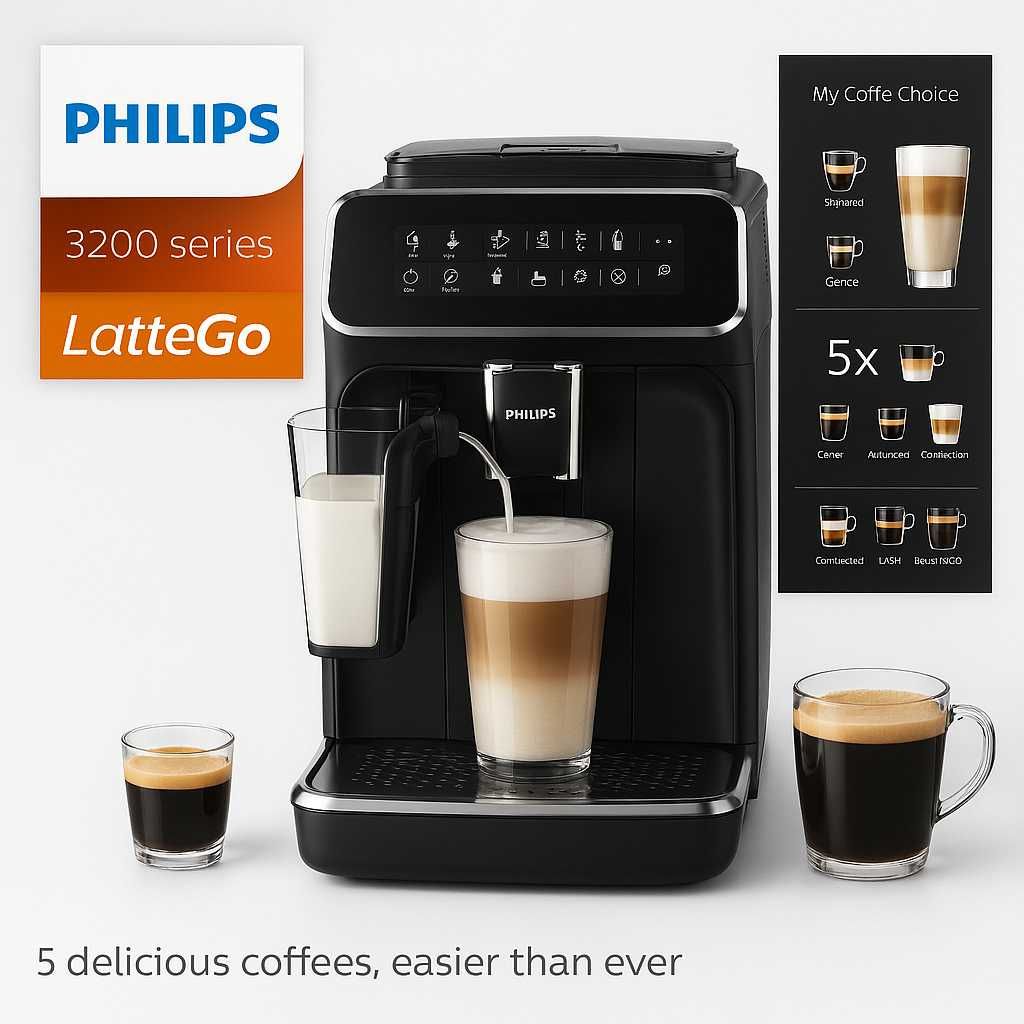 Кофемашина Philips 3200 LatteGo EP3246, сенсор, капучинатор kv43
