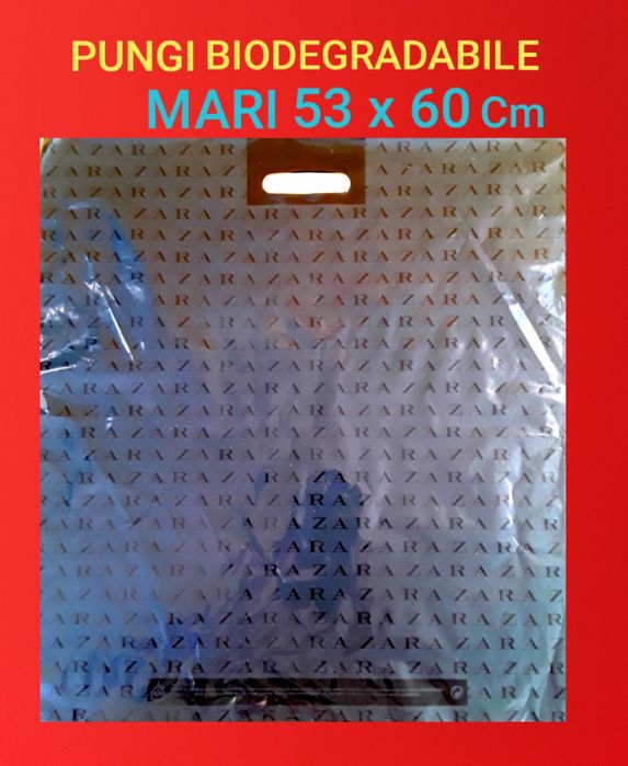 Set 100 pungi banana mari negre plastic biodegrabile 53x60 Cm - 60 Le