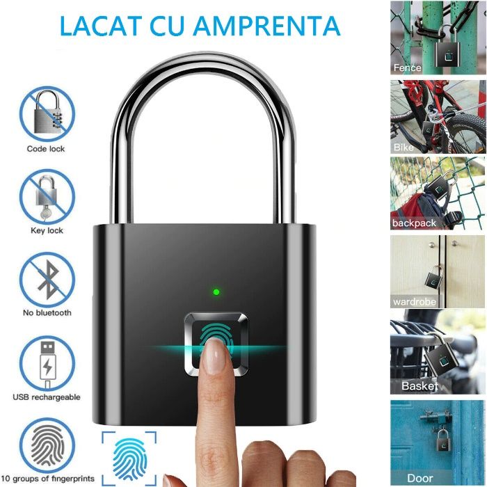 Lacat Smart cu senzor de amprenta MyStyle, 10 amprente