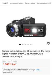 Camera video digitala, 8k, 64 megapixeli, 18x zoom