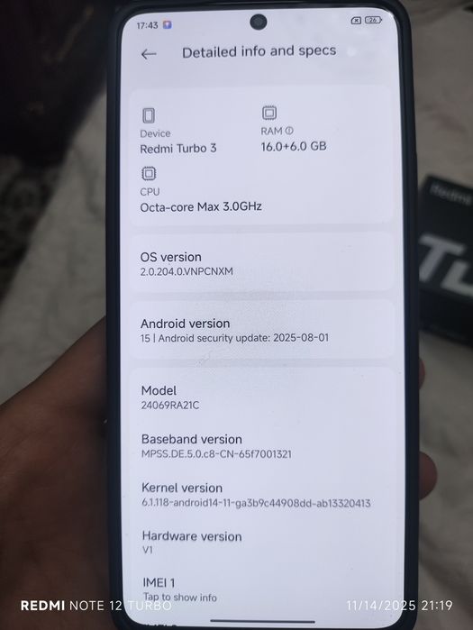 Redmi Turbo 3 512/16