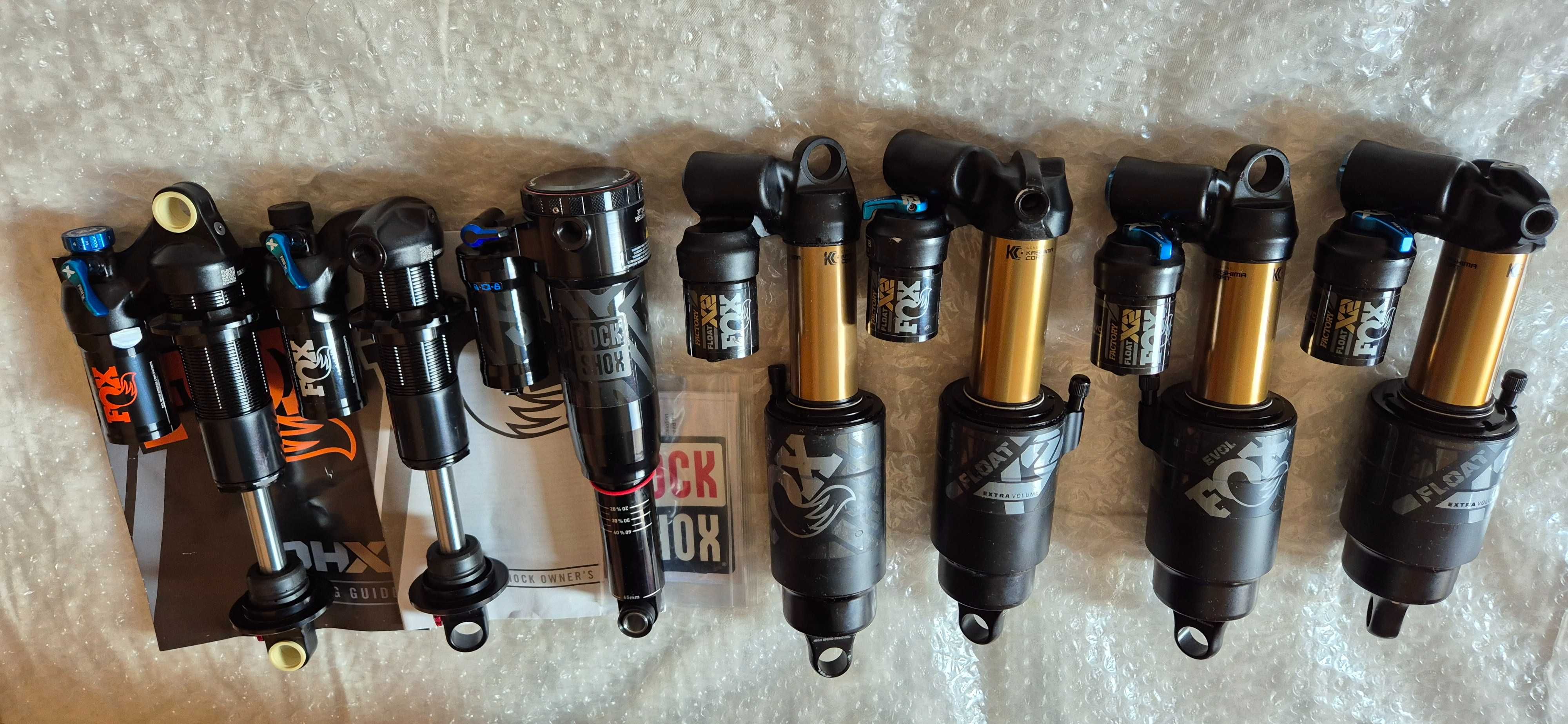 Нови Ohlins, Rock Shox, Fox DHX, X2 210, 205, 225, 230 и 250 размери.