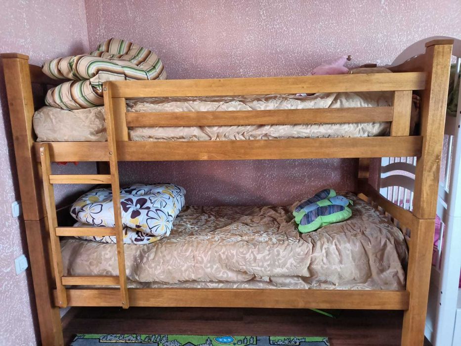 Детский 2-х ярусный кровать коричневый