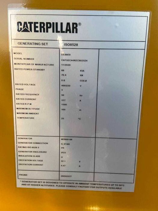 Generator Caterpillar 88 KW motor C4.4, Nou, garantie, super silentios