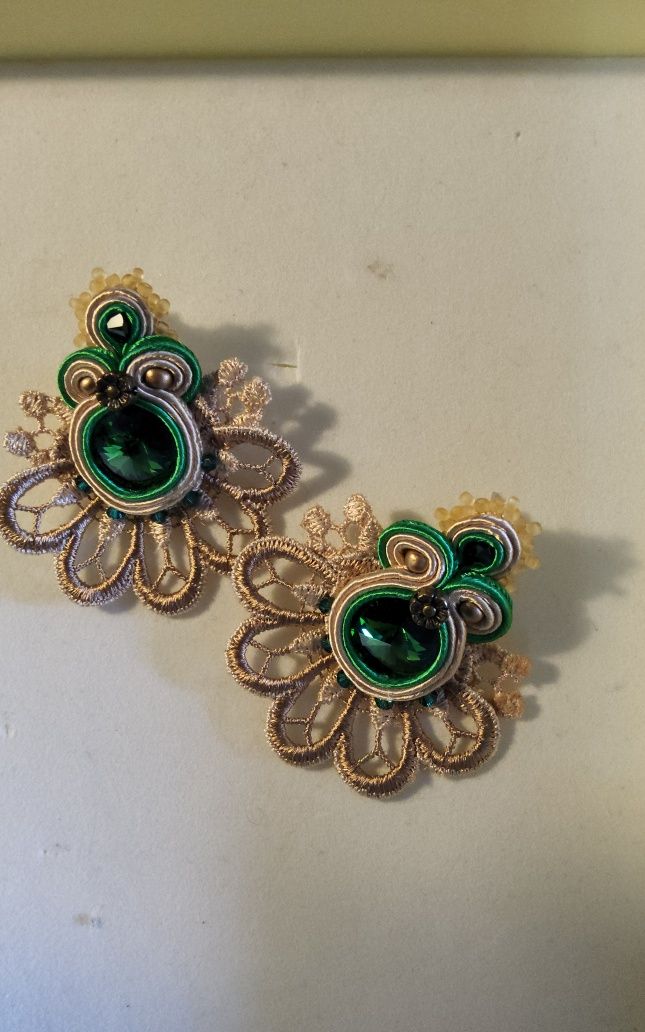Set colier și cercei soutache cu cristale swarovski