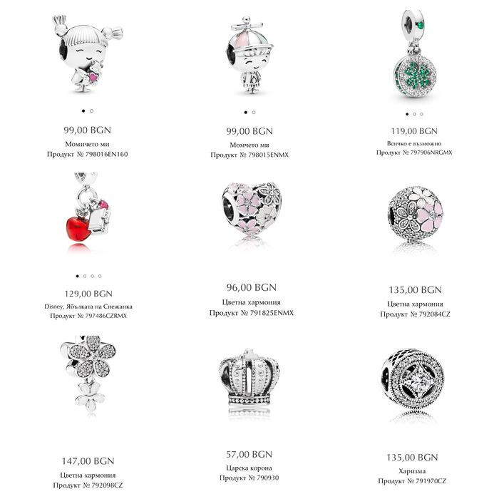 Талисмани Пандора гривни Pandora charms