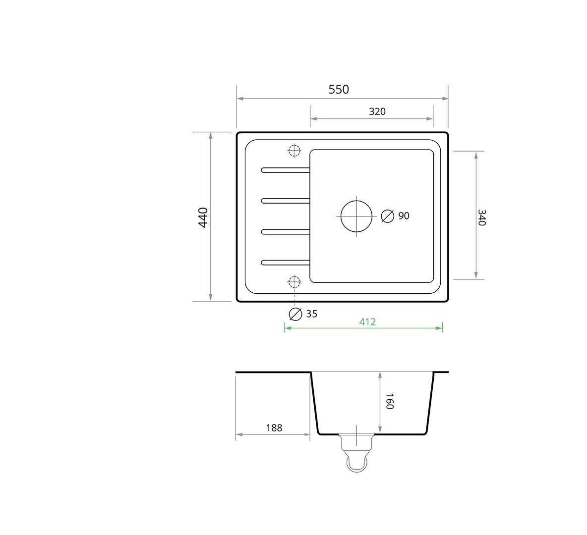 -15% ПРОМО Кухненска Мивка от Гранит модел Копенхаген Easy Бяла