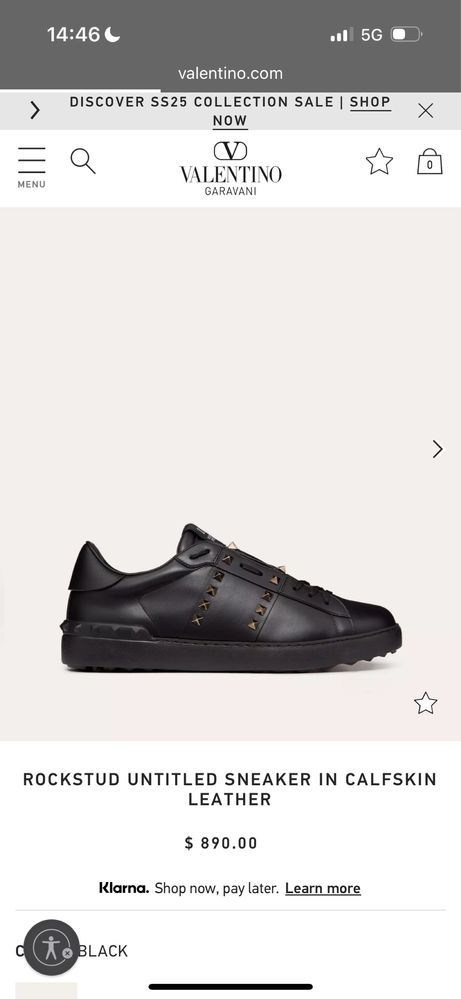 Valentino Garavani rockstud 40 номер, черни с златни капси