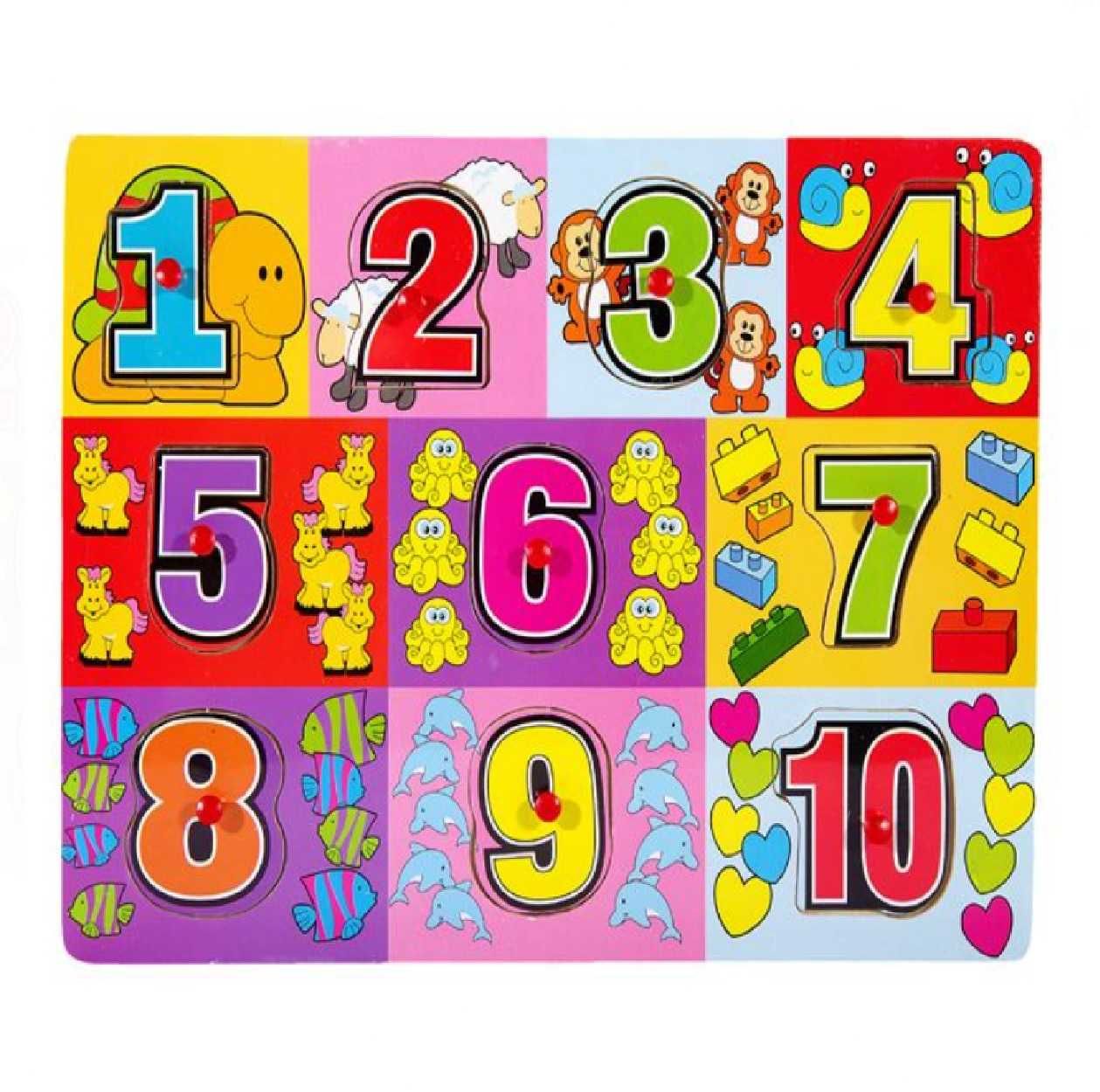 Puzzle de Lemn Cifre (10 piese) - 30x22cm