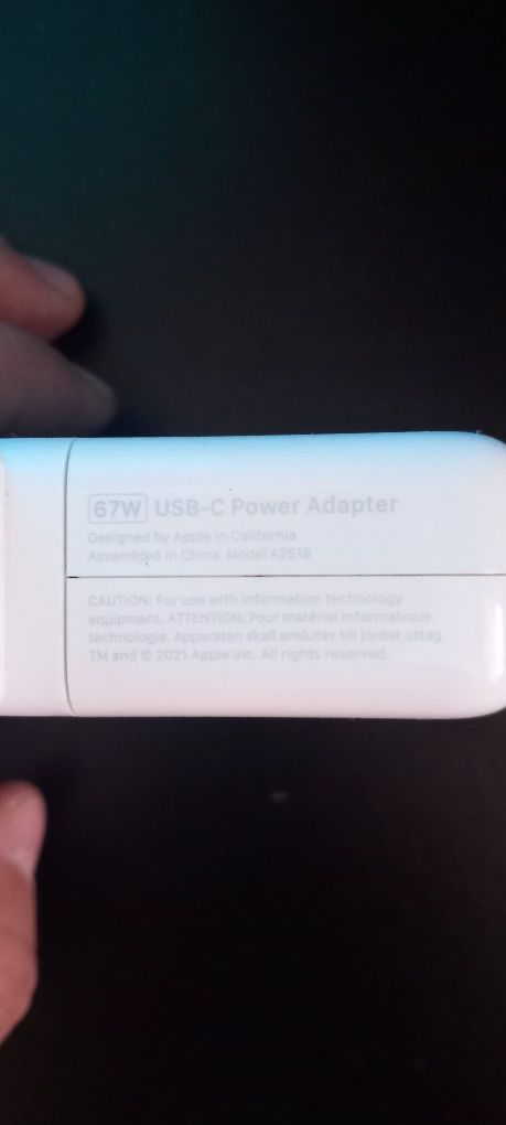 Adaptor de alimentare, Apple, 67W, USB-C, Alb