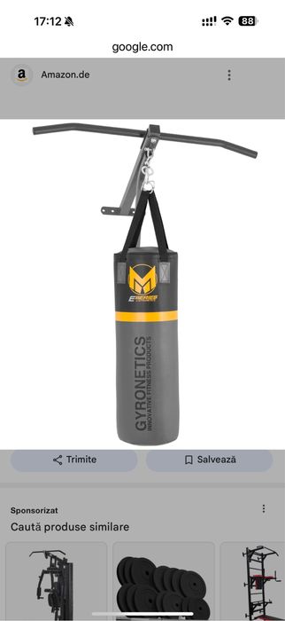 Sac de box Gorilla Sports cu bară de tractiuni 80 x 27 x 27 cm