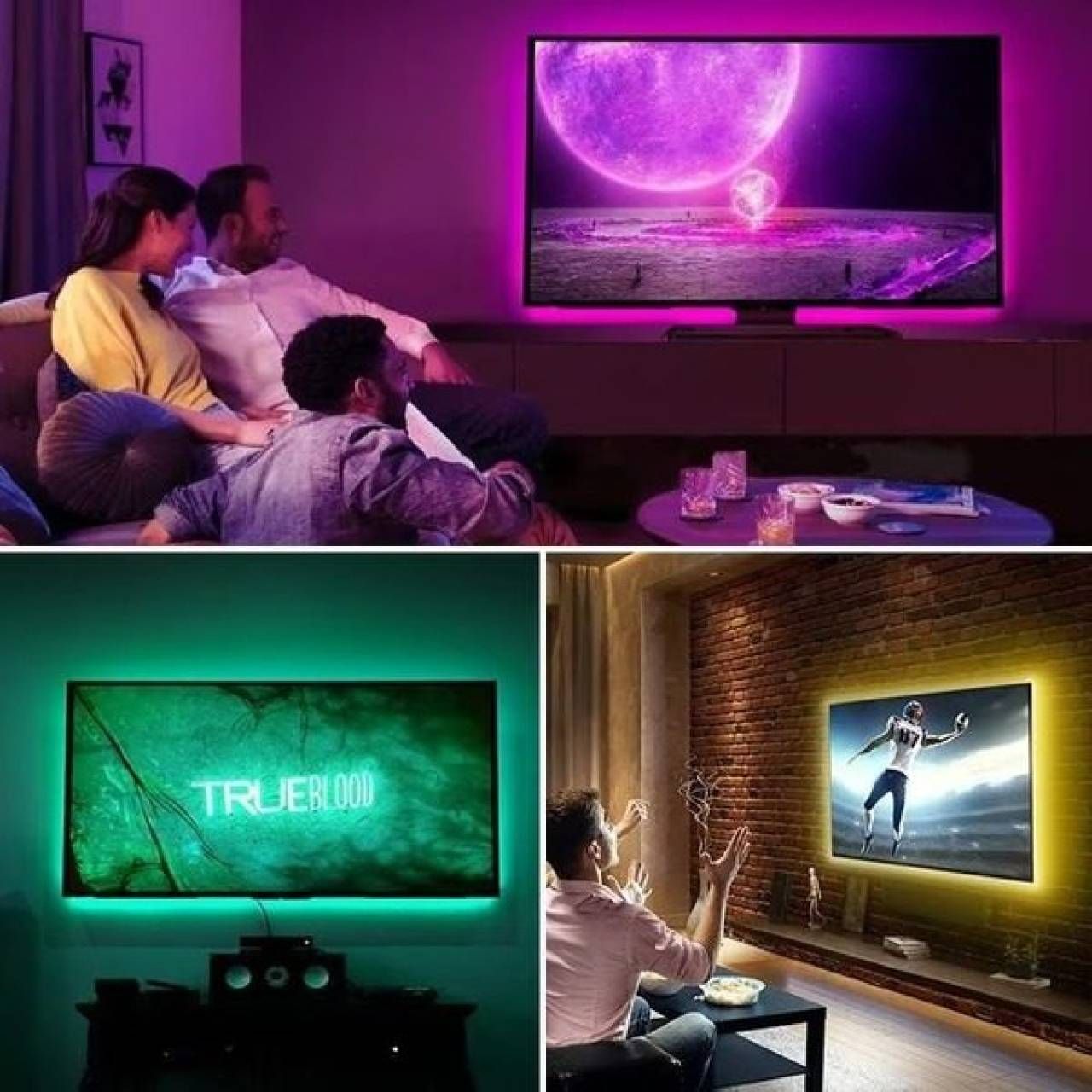 Banda LED Ambilight pentru iluminare fundal TV cu telecomanda si