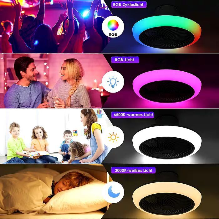Smart ventilator de tavan inteligent 40W cu iluminare LED bluetooth