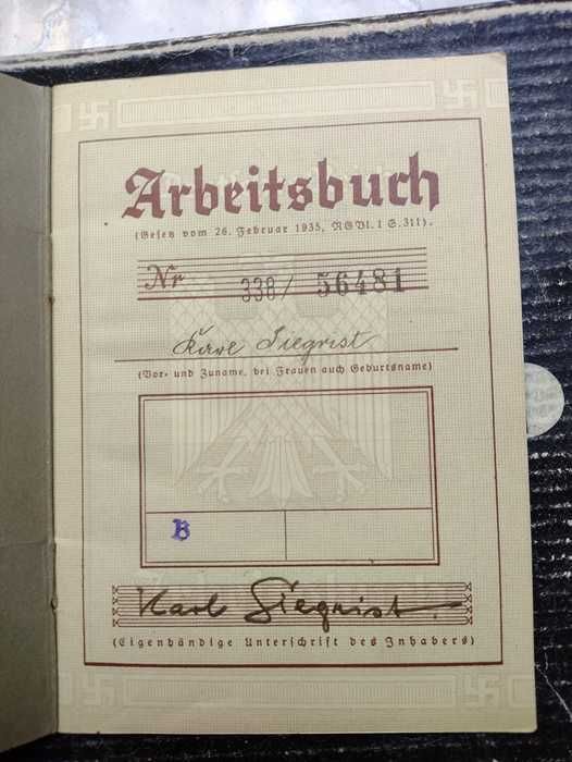 De colectie-carte de munca Germania na zista WW2