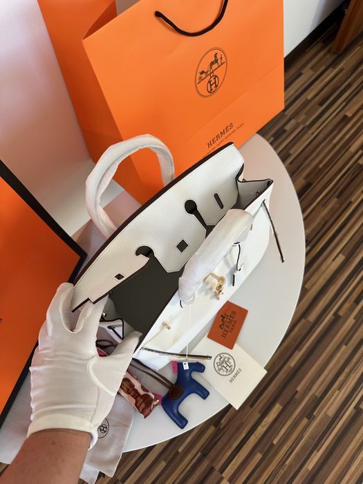 Geanta Hermes Birkin 35 Alb/Accesorii Gold