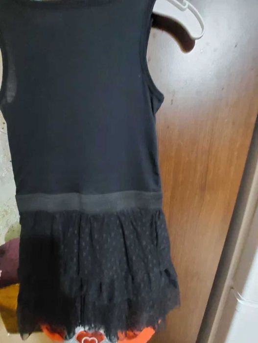 Rochie cu volane voal imprimeu inimioare