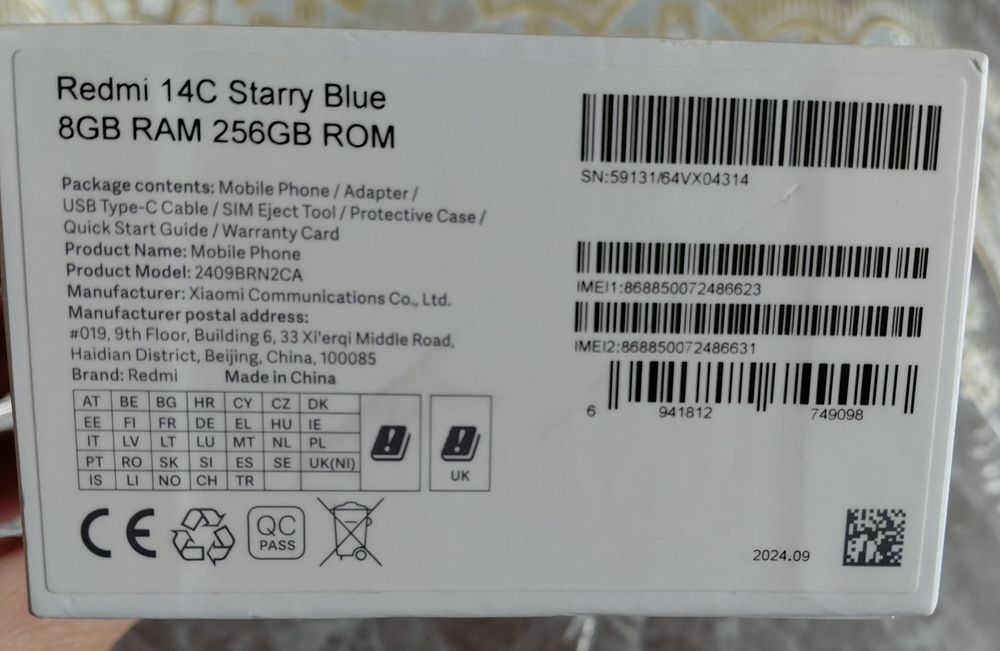 Redmi 14 c 1 yil garantiyasi bor