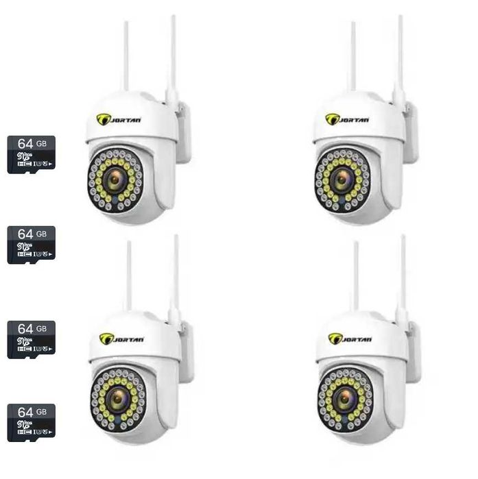 Camere de Supraveghere 4x WiFi Jortan, UltraHD Card MicroSD 64GB Bonus