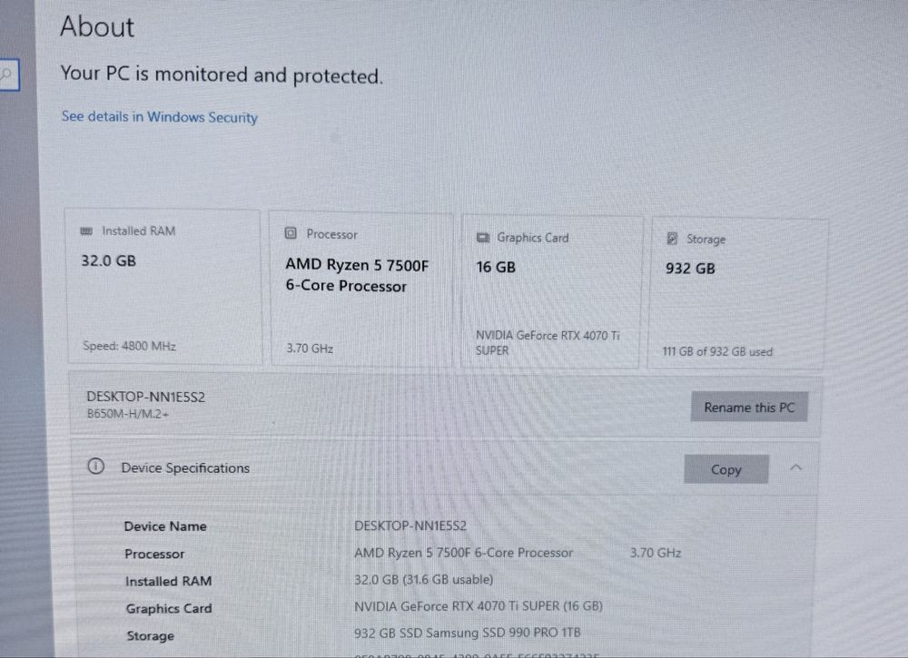 Pc Gaming Ryzen 5 7500f 32gb ram 4070 ti super 16gb