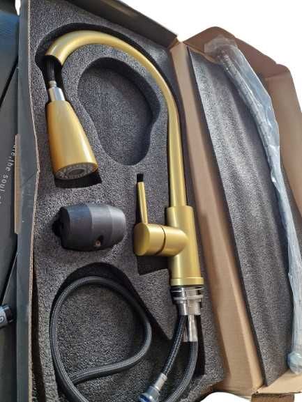 REDUCERE Baterie inox bucatarie cap flexibil auriu