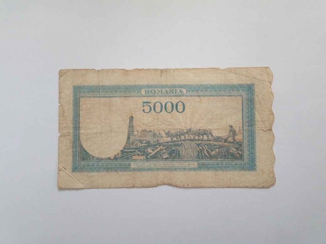 Vând bancnotă de 5.000 lei din 1945