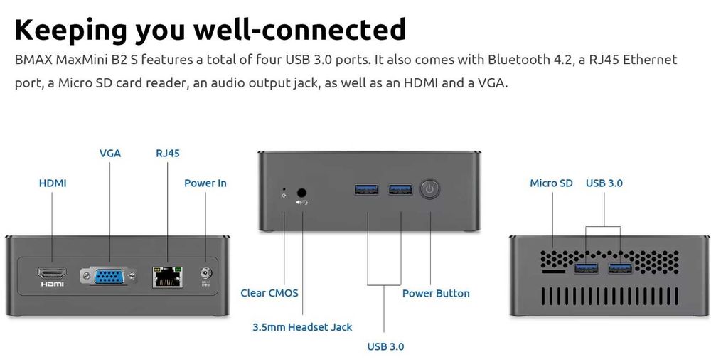 BMAX Mini PC B2S Windows 11 OS 6GB RAM 128GB ROM N4000