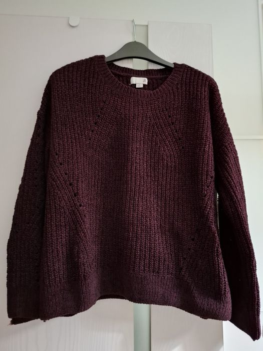 Pulover din fir de catifea culoarea prunei