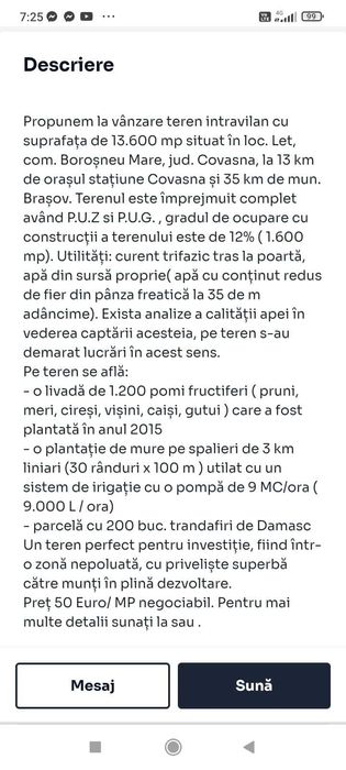 Teren intravilan 13600 mp