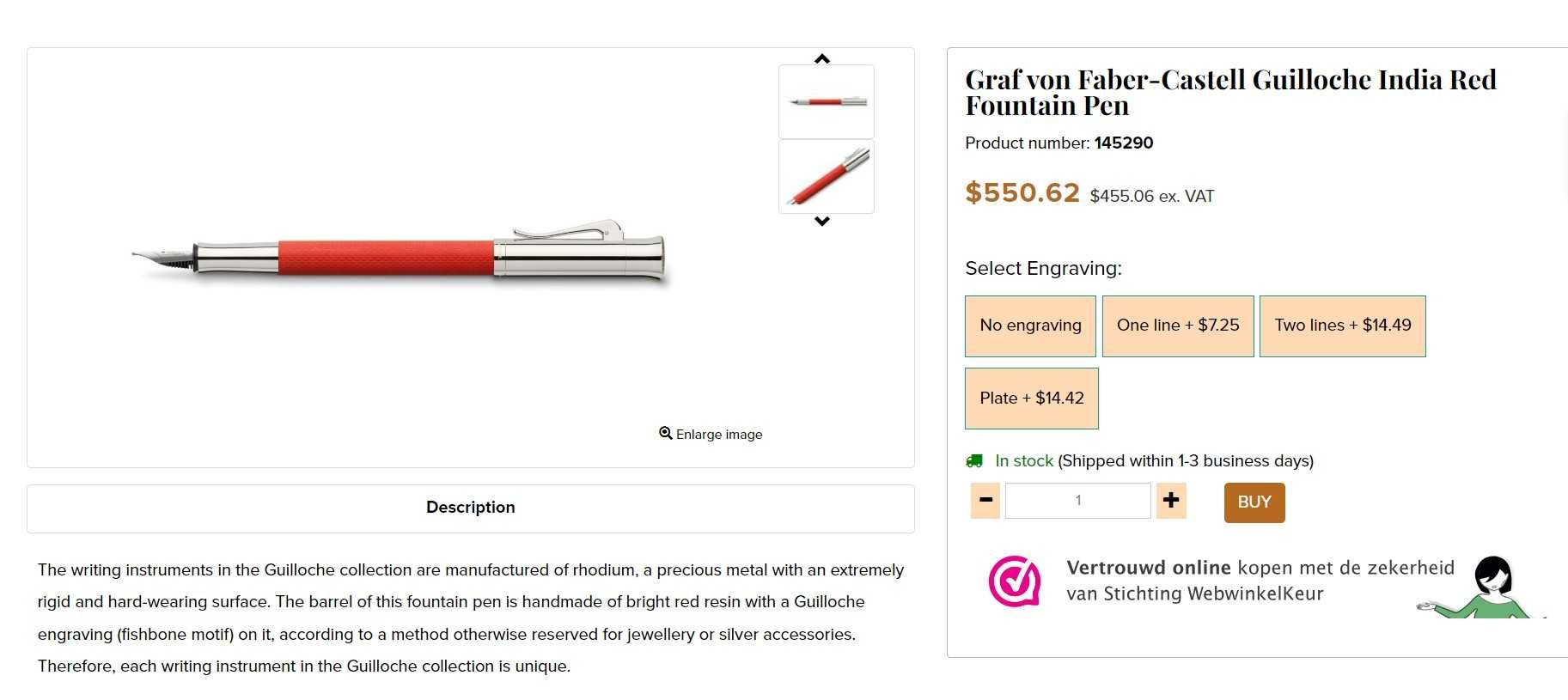 Stilou Graf von Faber-Castell  Guilloche India Red M
