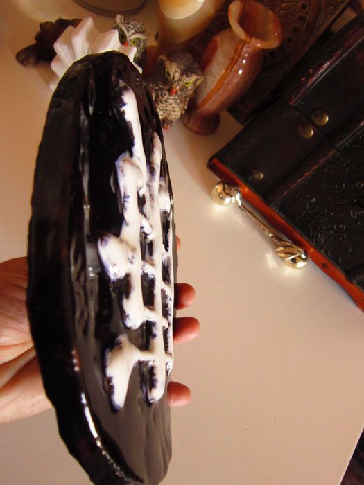 cadou rar placa ceramica portelanata handmade Kanji Japonia 1980