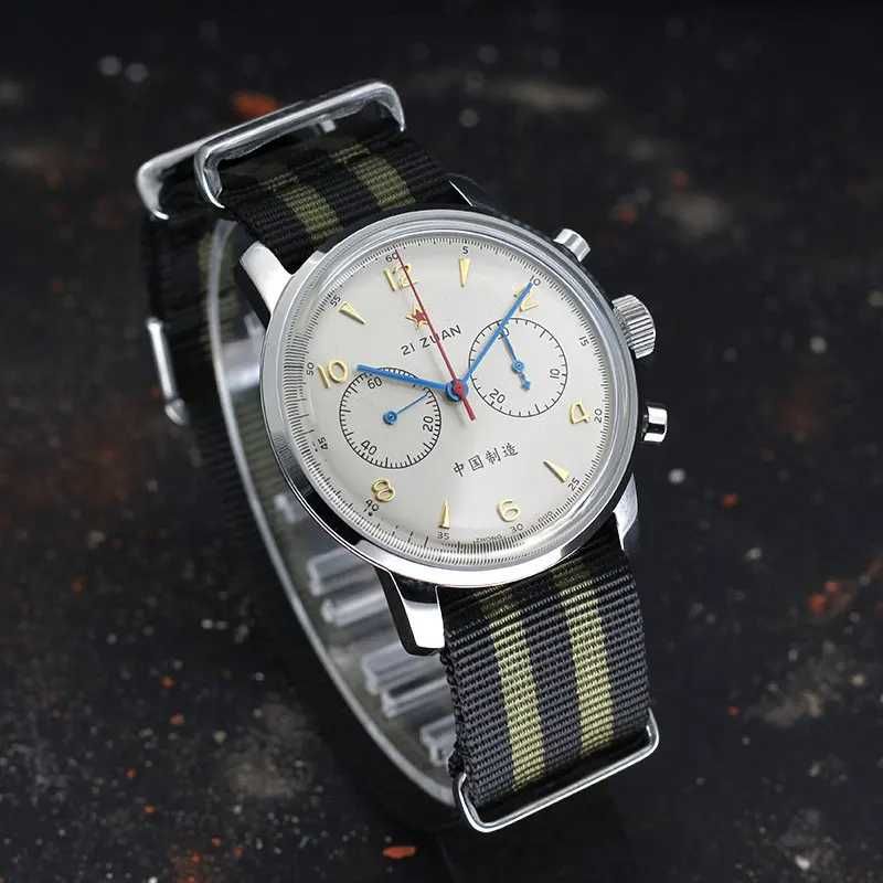 Ceas 42 mm Safir Cronograf RED STAR Pilot 1963 Seagull ST19