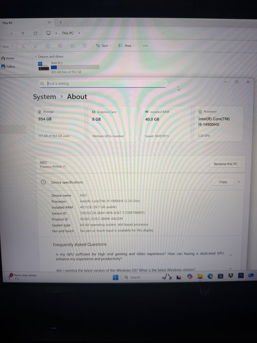 Laptop Gaming Predator Neo 18