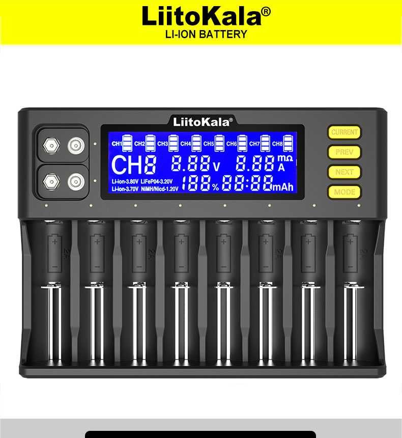 Lii-S8 8 sloturi, charger 12V/3A, adapter 12V Car Cable - LiitoKala