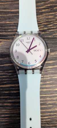 Swatch Swiss, Ceas dama analog cu o curea de silicon, Albastru pal