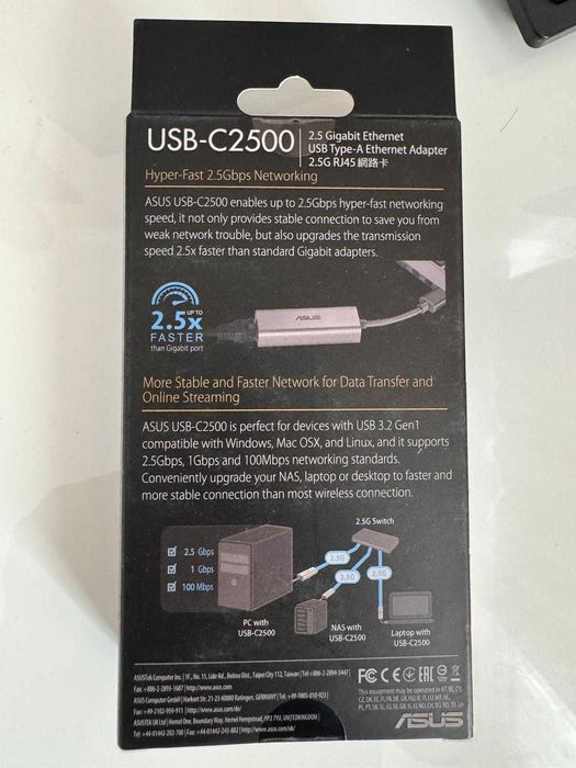 Adaptor Ethernet - USB 3.2 Gen1 ASUS USB-C2500, Hyper Fast 2.5Gbps