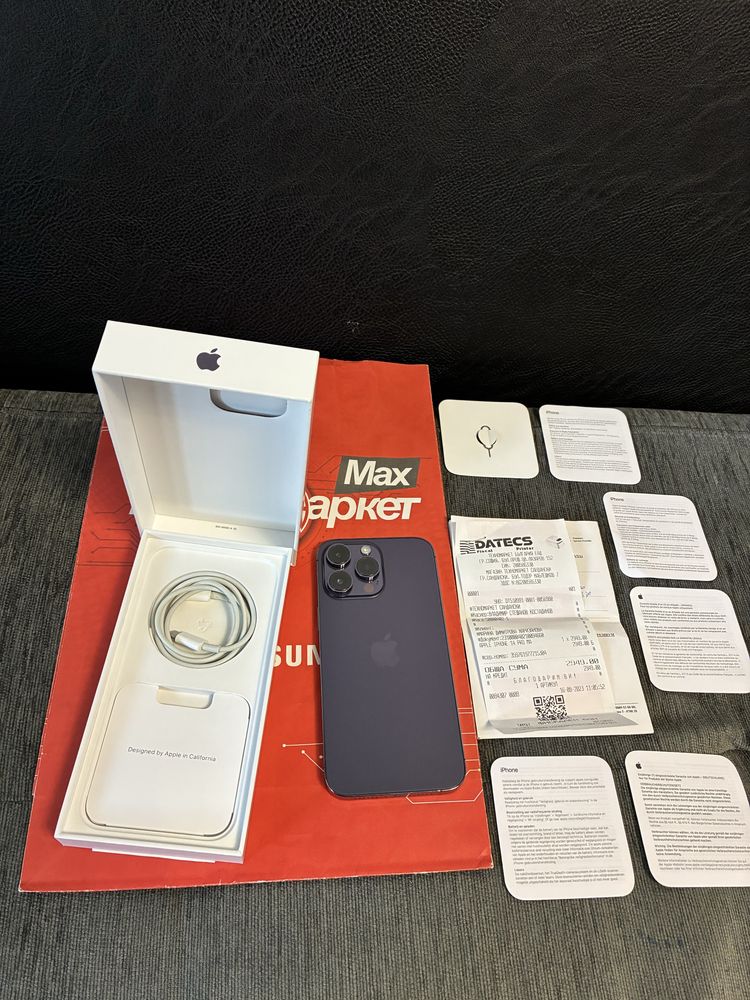 ***КАТО НОВ 256GB iPhone 14 Pro Max Гаранция Техномаркет 2025 Purple