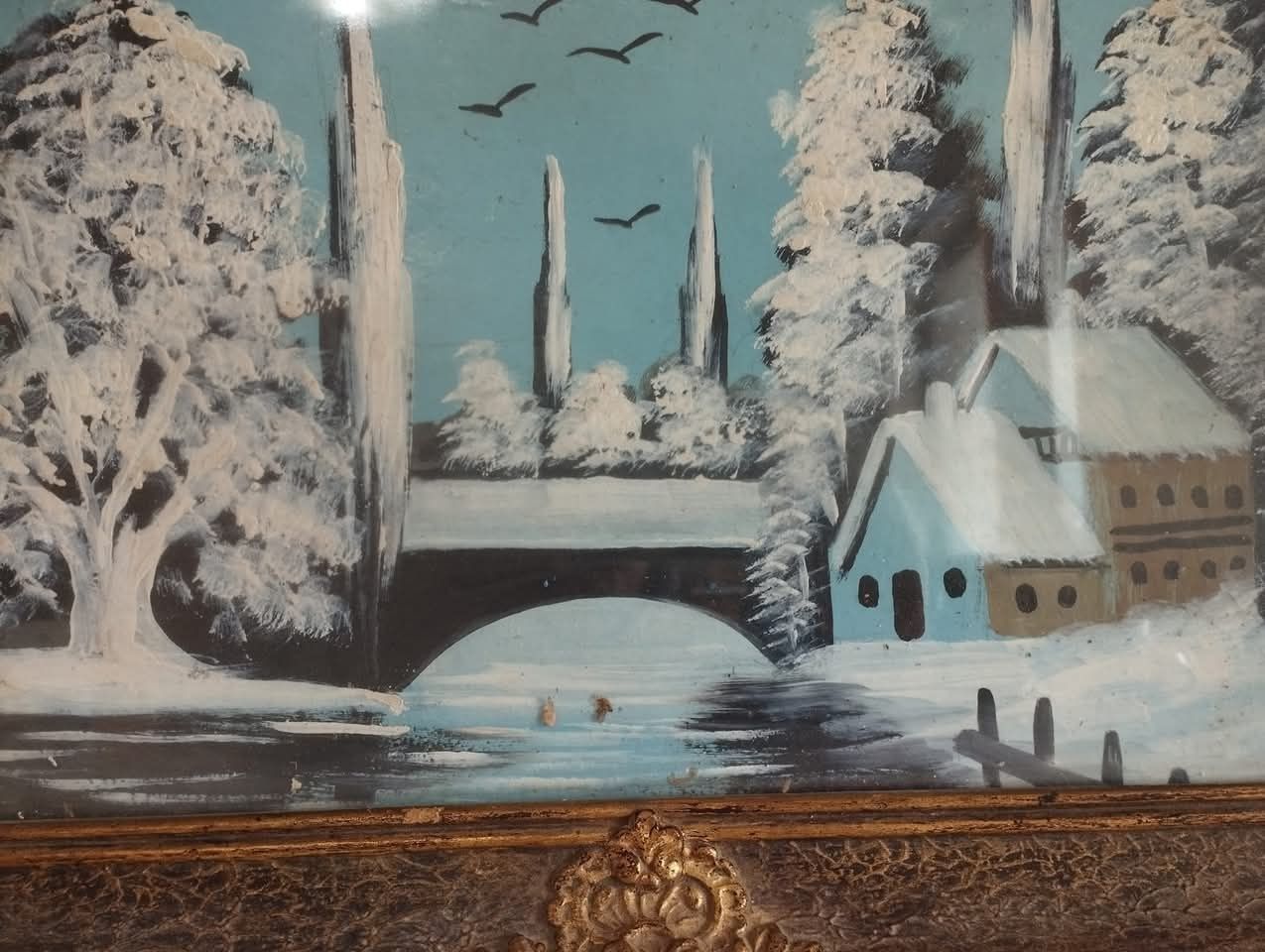 Tablou vechi pictura iarna
