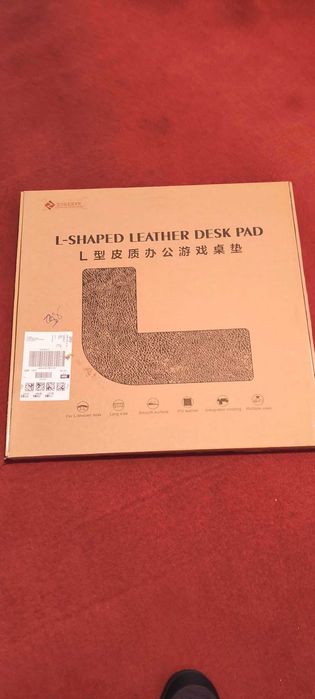 ZORESYN L-образна подложка от изкуствена кожа за бюро, 157×60 см,черна