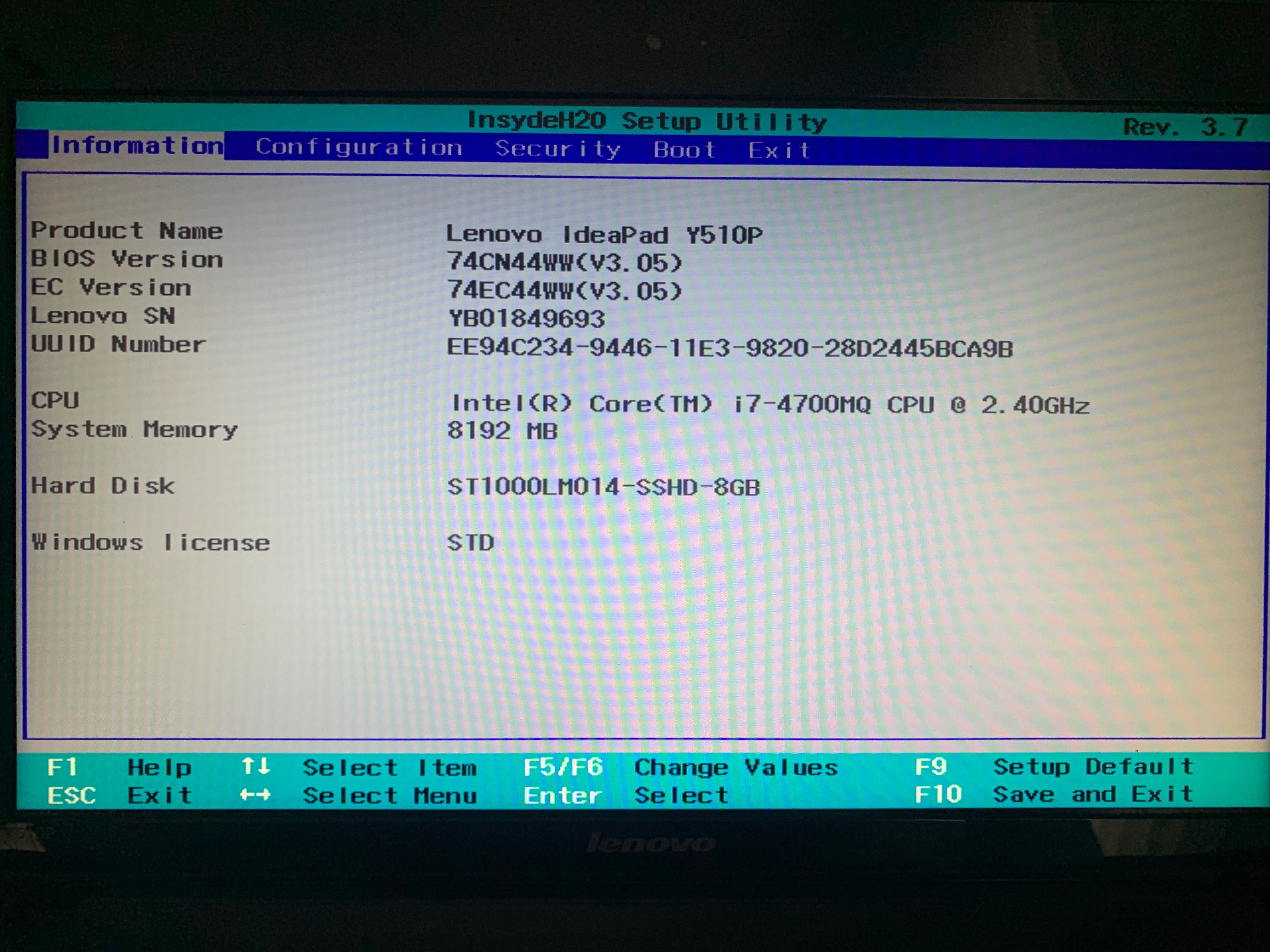 Laptop Lenovo Y510P