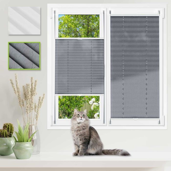 Jaluzea plisata, 105 x 130 cm, fara gaurire, gri