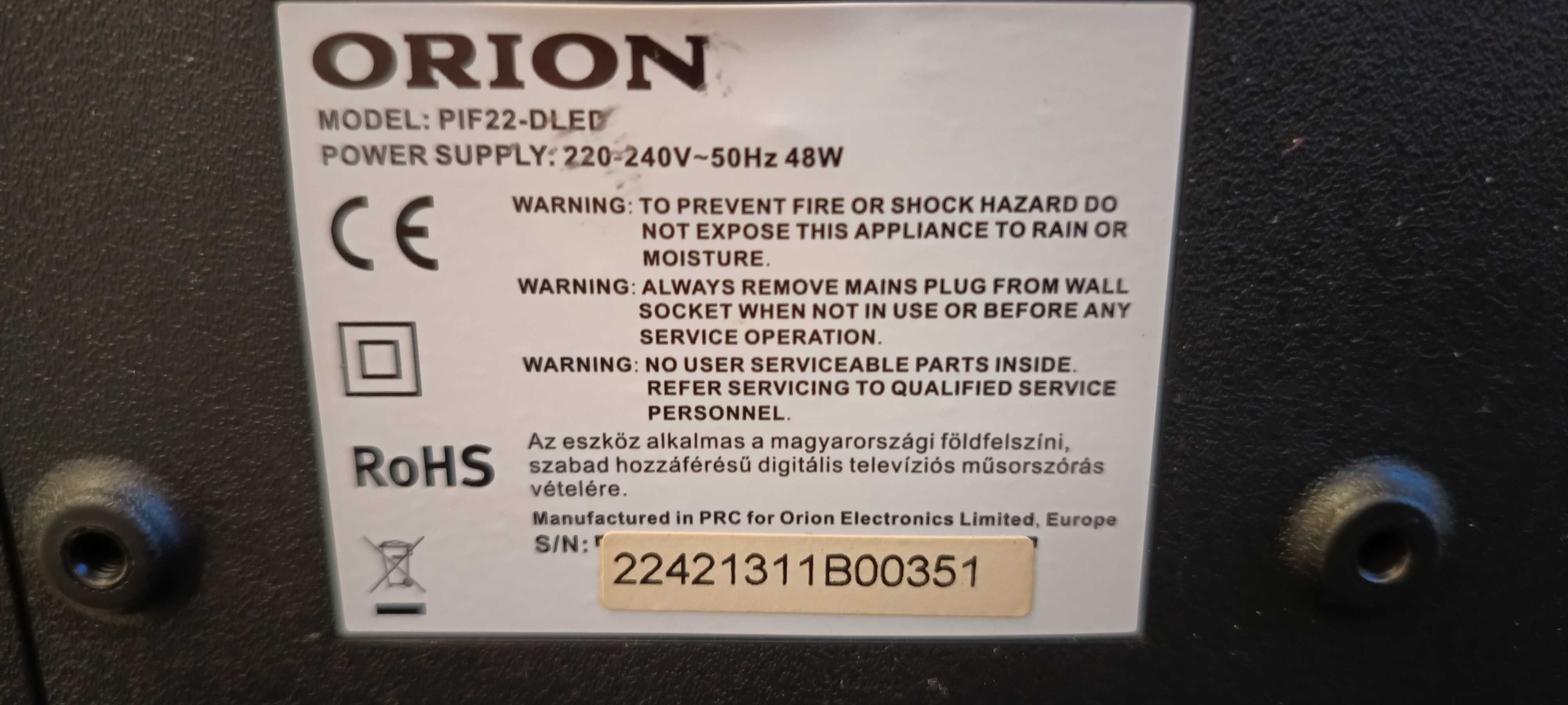 Televizor LED Orion PIF22-DLED Full HD USB HDMI 22 inch DVB-T/C negru