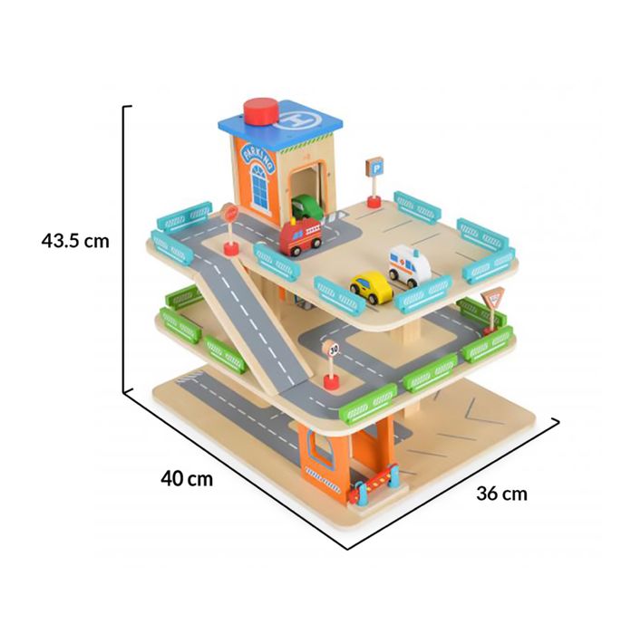 Дървен детски гараж за колички Moni