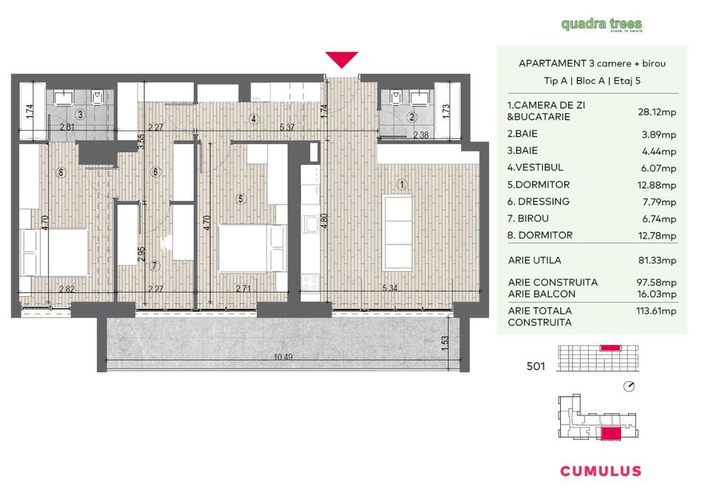 Apartament 3 camere spațios + birou / Direct Dezvoltator. Comision 0!