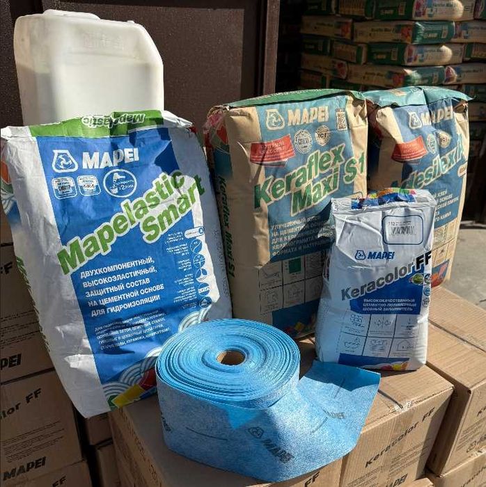 Гидроизоляция , кафельный клей , фуга МАПЕИ MAPEI