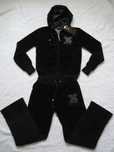 Trening negru dama catifea gluga cristale Swarovski costum sport