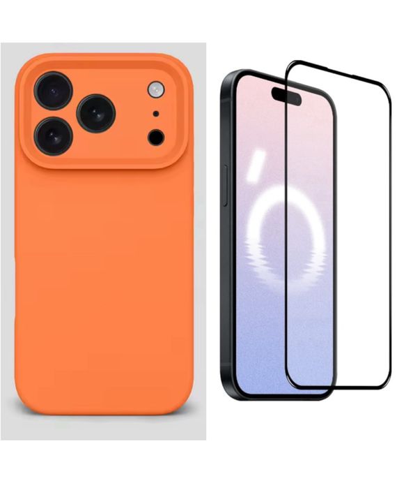 Husa Silicon Plate si Folie Sticla Curbata - Iphone 17 AIR PRO MAX