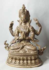 Стара Голяма Бронзова Фигура Статуетка Буда Будизъм