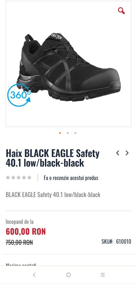 Pantofi HAIX Black Eagle 40.1 Goretex GTX mărimea 48