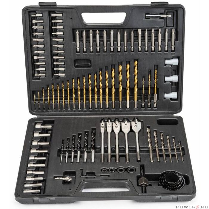 Trusa, set 101 piese de burghie, lemn, metal, beton biti, Powermat