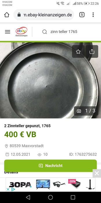 Калаени барокови чинии 1765/1802